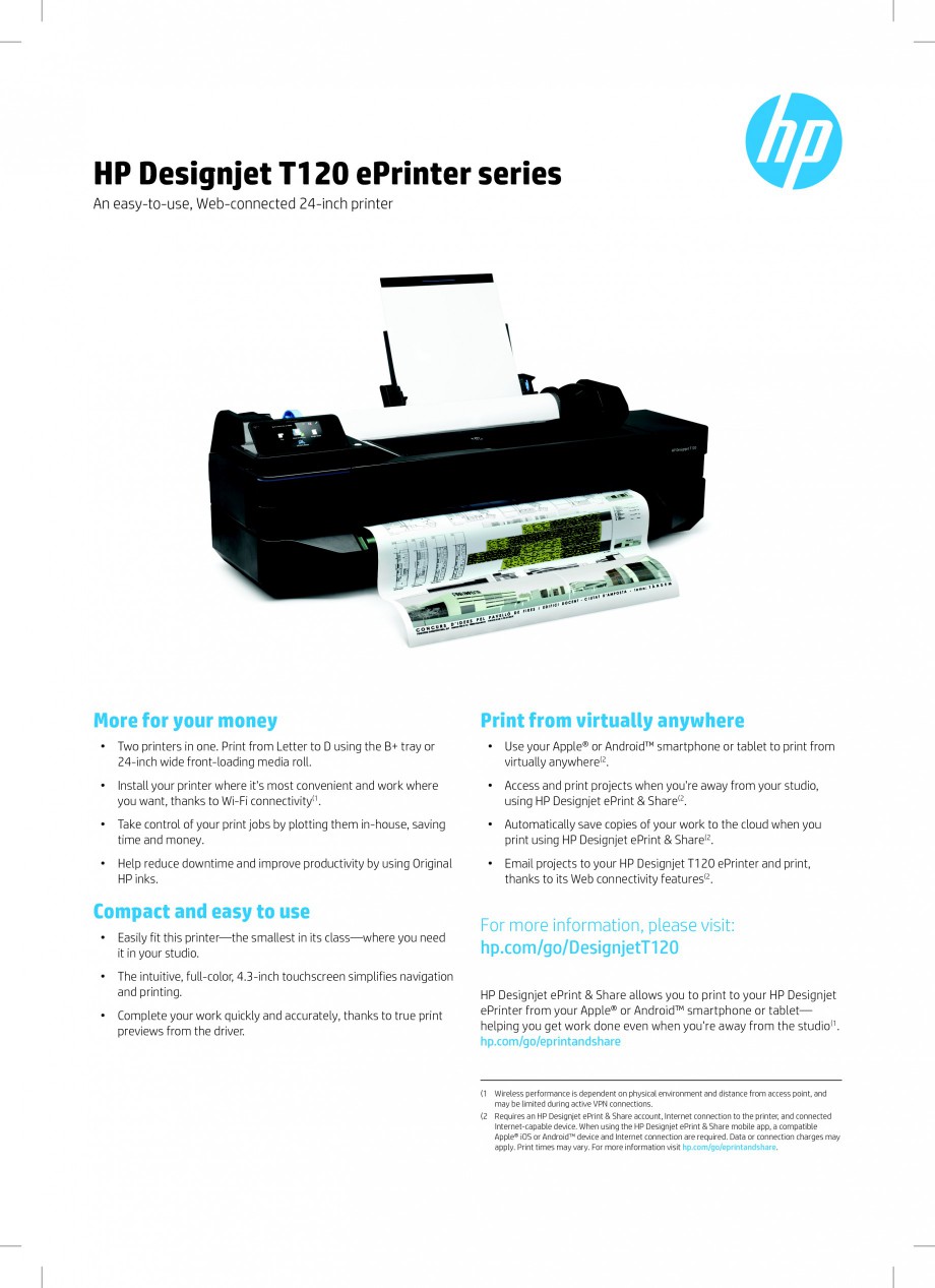 Fisa tehnica Plotter DesignJet T120 HP Plottere Z SPOT MEDIA « Fisa tehnica