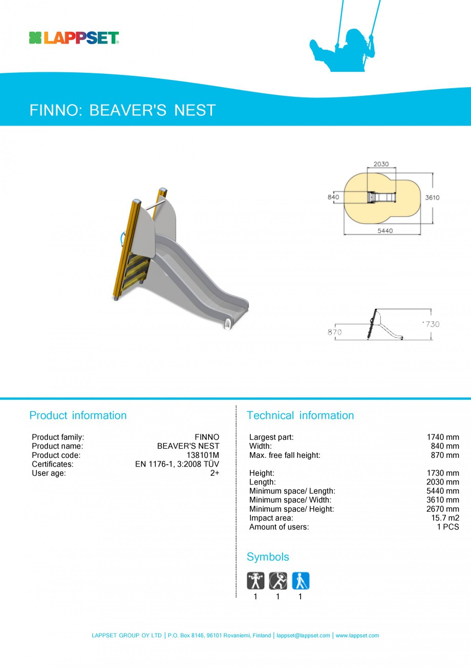 Pagina 1-Echipament de joaca pentru copii - BEAVER'S NEST 138101M LAPPSET NEW FINNO Fisa tehnica Engleza...