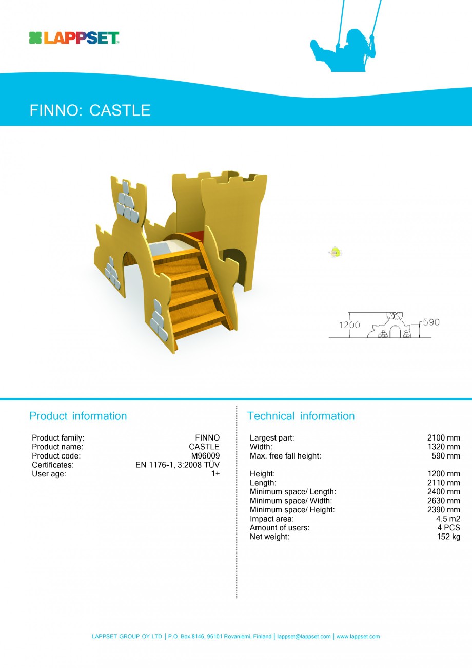 Pagina 1-Echipament de joaca pentru copii - CASTLE M96009 LAPPSET NEW FINNO Fisa tehnica Engleza FINNO:...