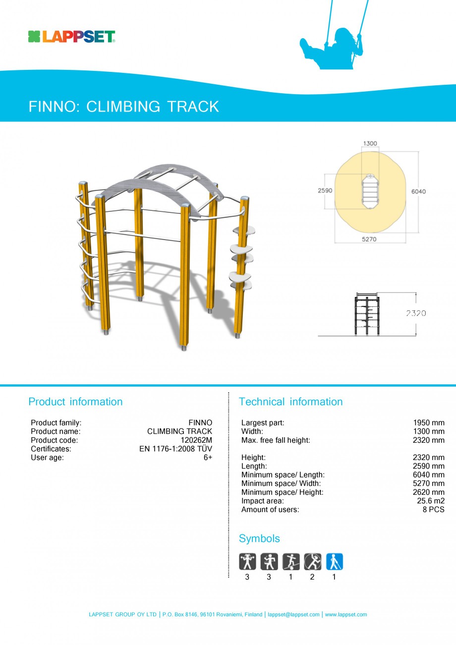 Pagina 1-Echipament de joaca pentru copii - CLIMBING TRACK 120262M LAPPSET NEW FINNO Fisa tehnica Engleza...