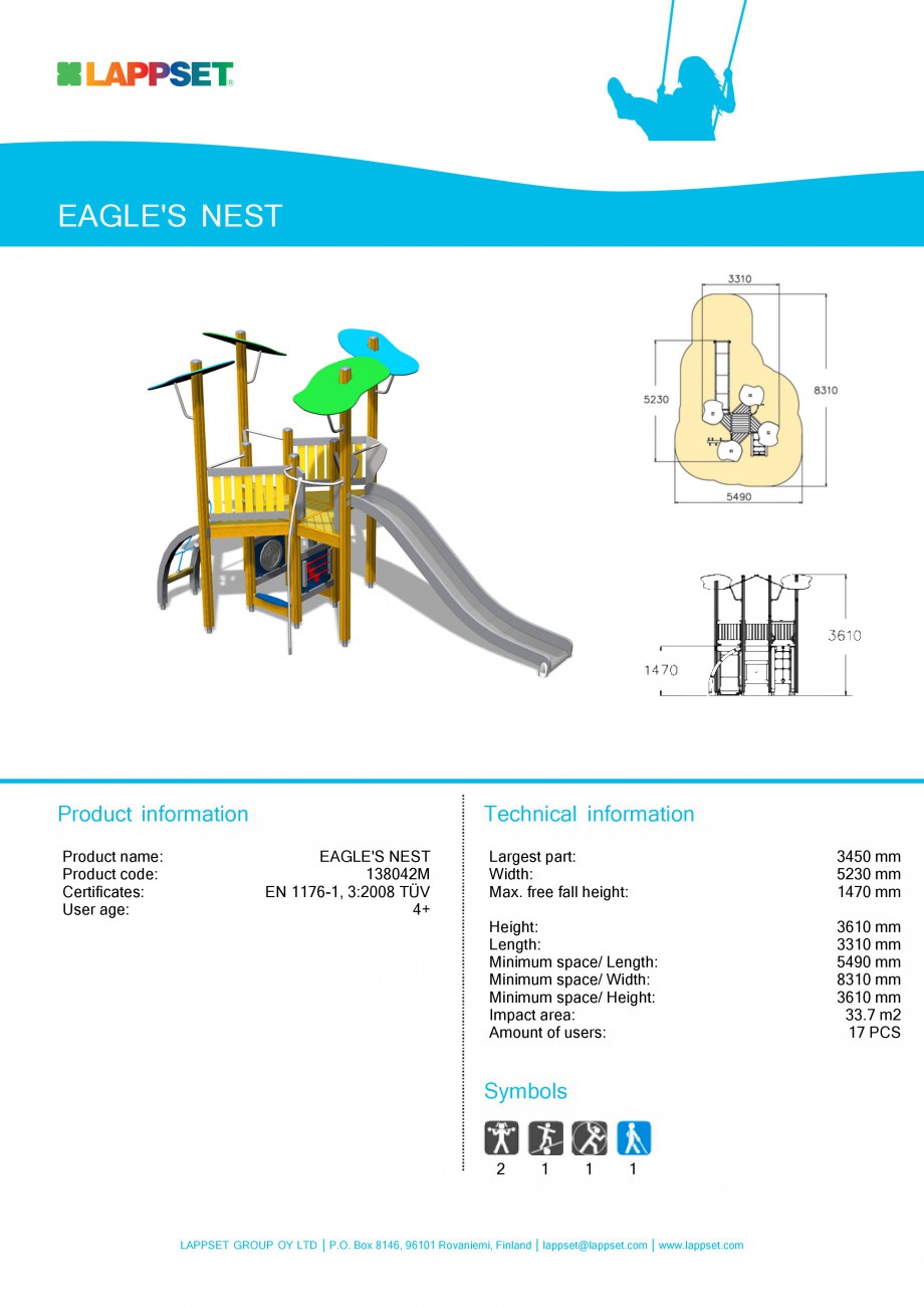 Pagina 1-Echipament de joaca pentru copii - EAGLE'S NEST 138042M LAPPSET NEW FINNO Fisa tehnica Engleza ...