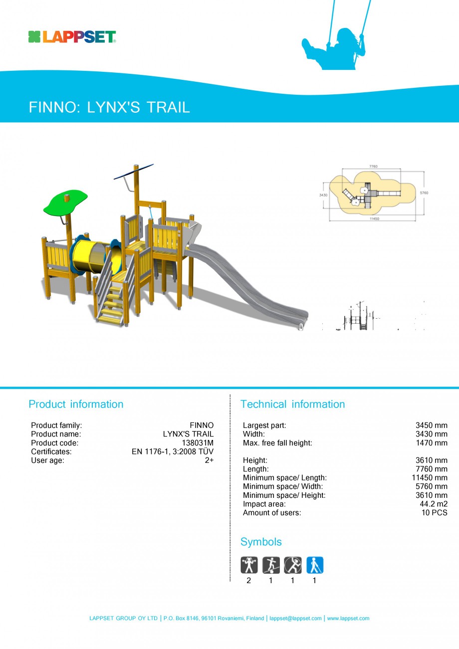 Pagina 1-Echipament de joaca pentru copii - LYNX'S TRAIL 138031M LAPPSET NEW FINNO Fisa tehnica Engleza ...