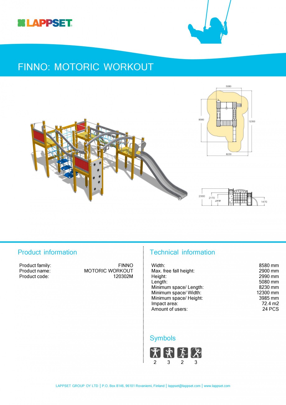 Pagina 1-Echipament de joaca pentru copii - MOTORIC WORKOUT 120302 LAPPSET NEW FINNO Fisa tehnica Engleza...