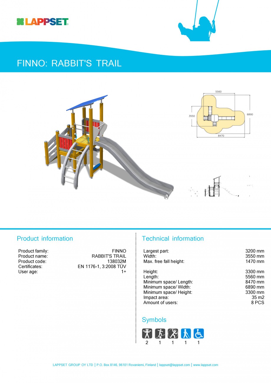 Pagina 1-Echipament de joaca pentru copii - RABBIT'S TRAIL 138032M LAPPSET NEW FINNO Fisa tehnica...