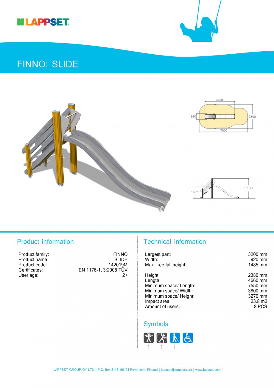 Pagina 1-Echipament de joaca pentru copii - SLIDE 142019M LAPPSET NEW FINNO Fisa tehnica Engleza FINNO: SLIDE...