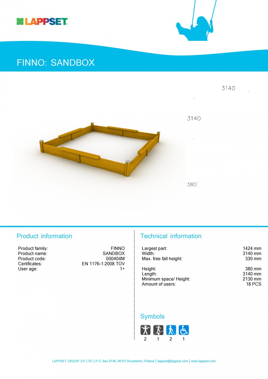 Pagina 1-Echipament de joaca pentru copii - STANDBOX 000404M LAPPSET NEW FINNO Fisa tehnica Engleza FINNO:...
