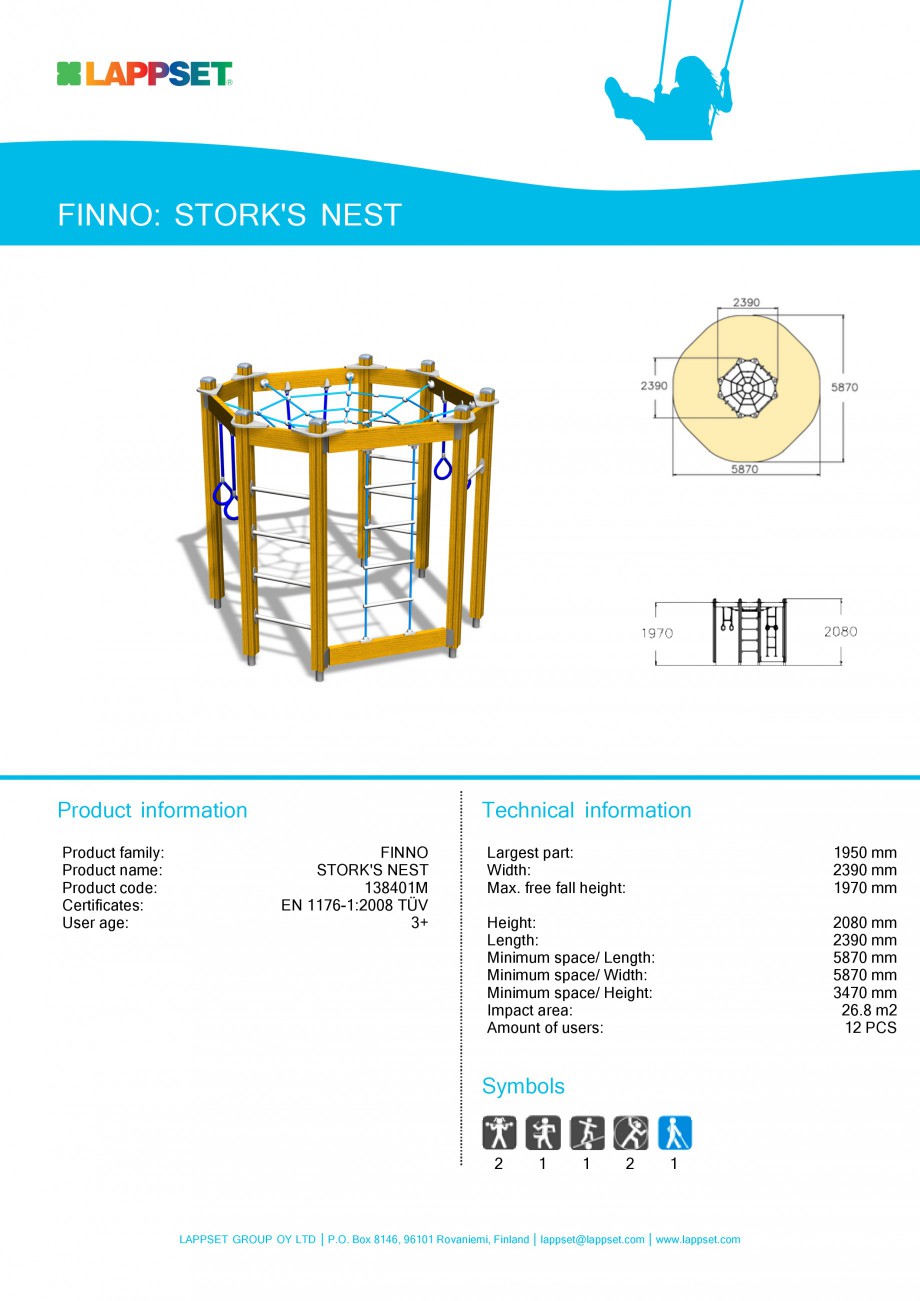 Pagina 1-Echipament de joaca pentru copii - STORK'S NEST 138401M LAPPSET NEW FINNO Fisa tehnica Engleza ...