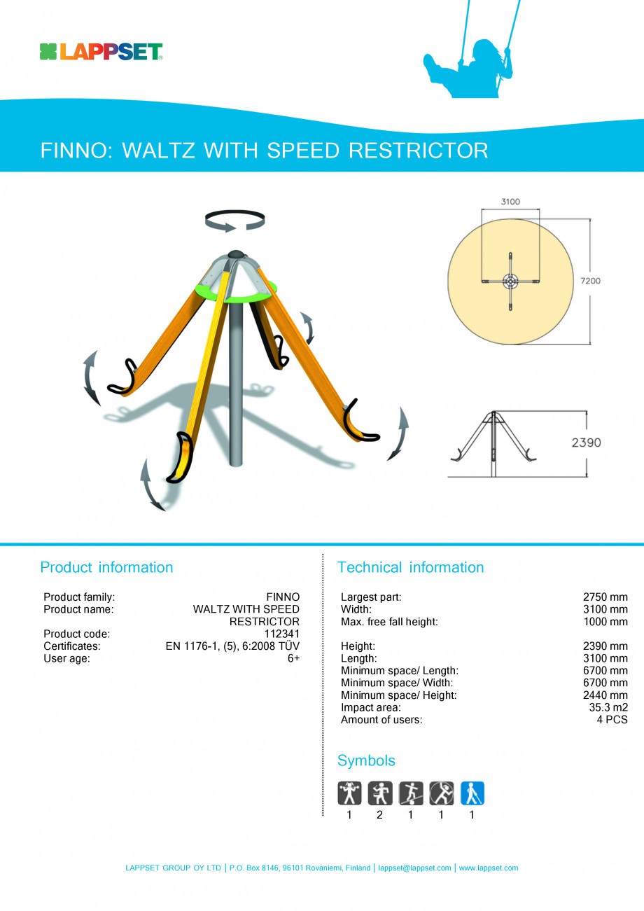 Pagina 1-Echipament de joaca pentru copii - WALTZ WITH SPEED RESTRICTOR 112341 LAPPSET NEW FINNO Fisa tehnica...