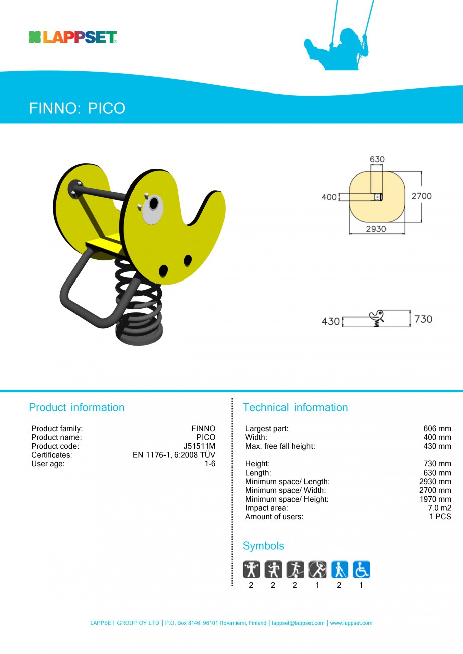 Pagina 1-Echipament de joaca pentru copii sub 4 ani - PICO J51511M LAPPSET FINNO ABC Fisa tehnica Engleza...