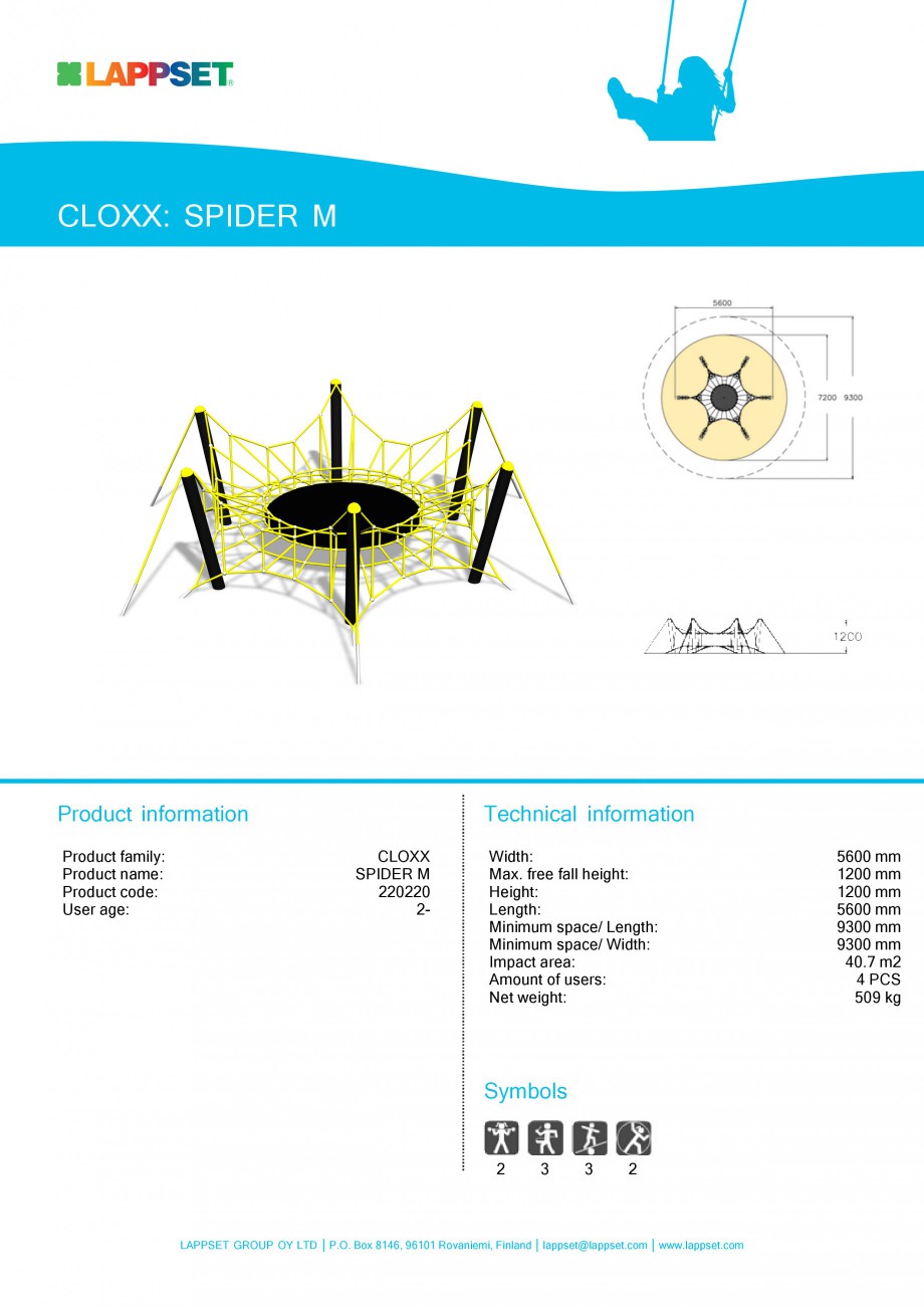 Pagina 1-Echipament de joaca pentru copii SPIDER M 220220 LAPPSET CLOXX Fisa tehnica Engleza CLOXX: SPIDER M
...