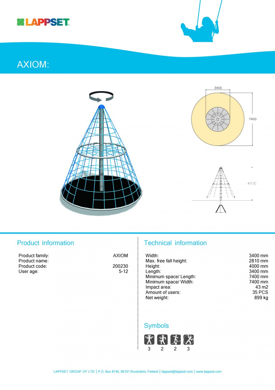 Pagina 1-Echipament de joaca pentru copii - CON 200230 LAPPSET Fisa tehnica Engleza AXIOM:

Product...