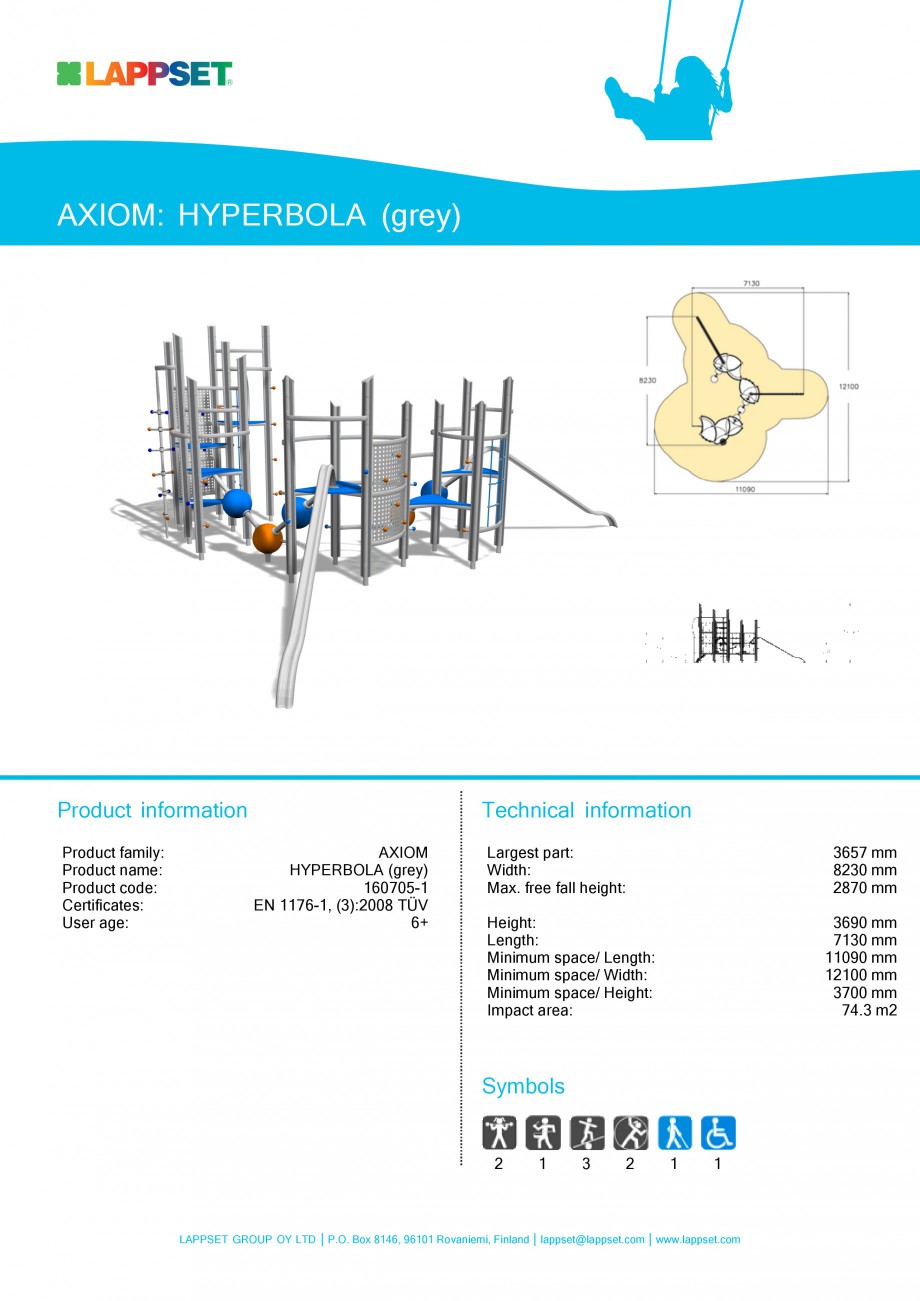 Pagina 1-Echipament de joaca pentru copii - HYPERBOLA 160705 LAPPSET Fisa tehnica Engleza AXIOM: HYPERBOLA...