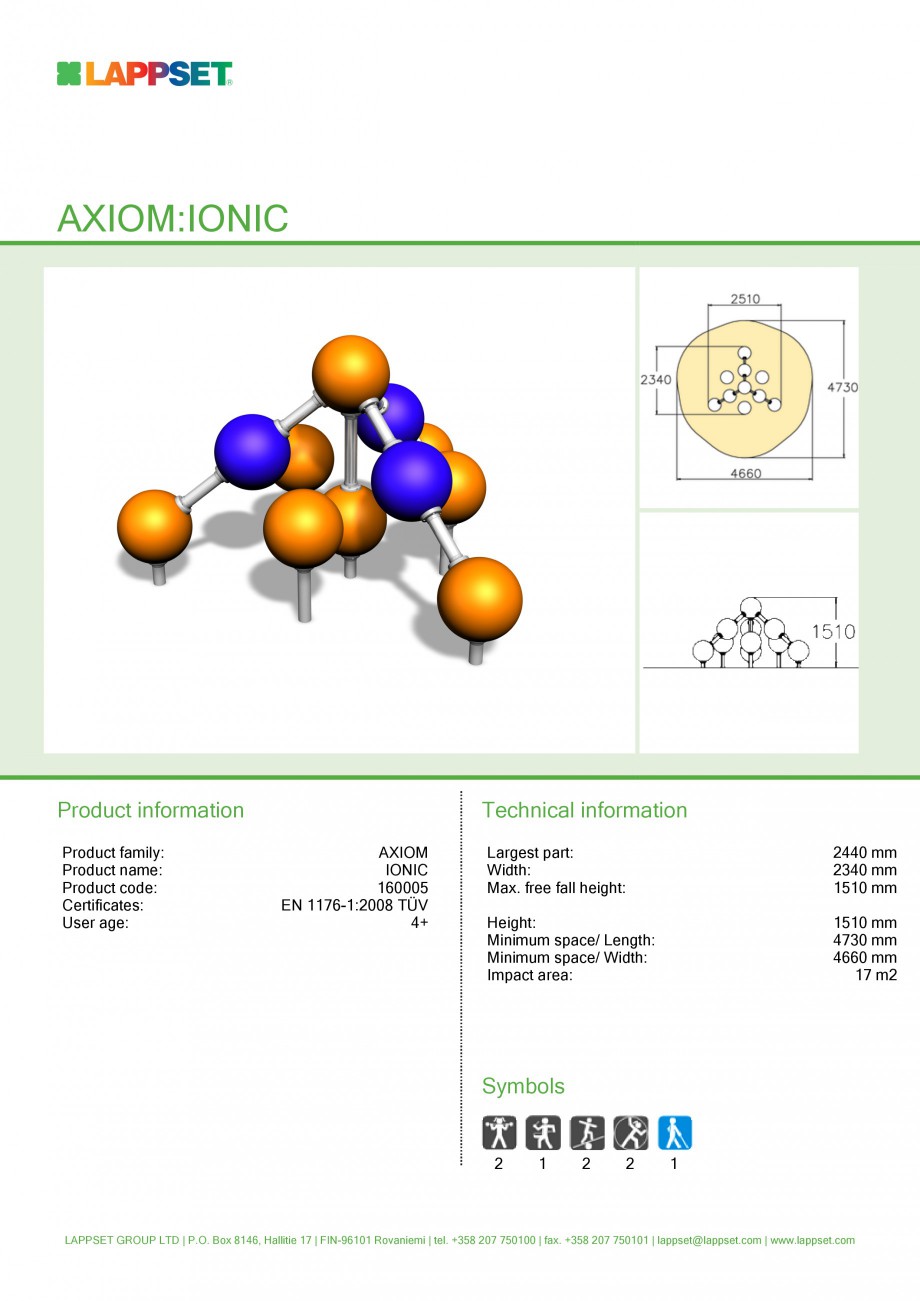Pagina 1-Echipament de joaca pentru copii - IONIC 160005 LAPPSET Fisa tehnica Engleza AXIOM:IONIC

Product...