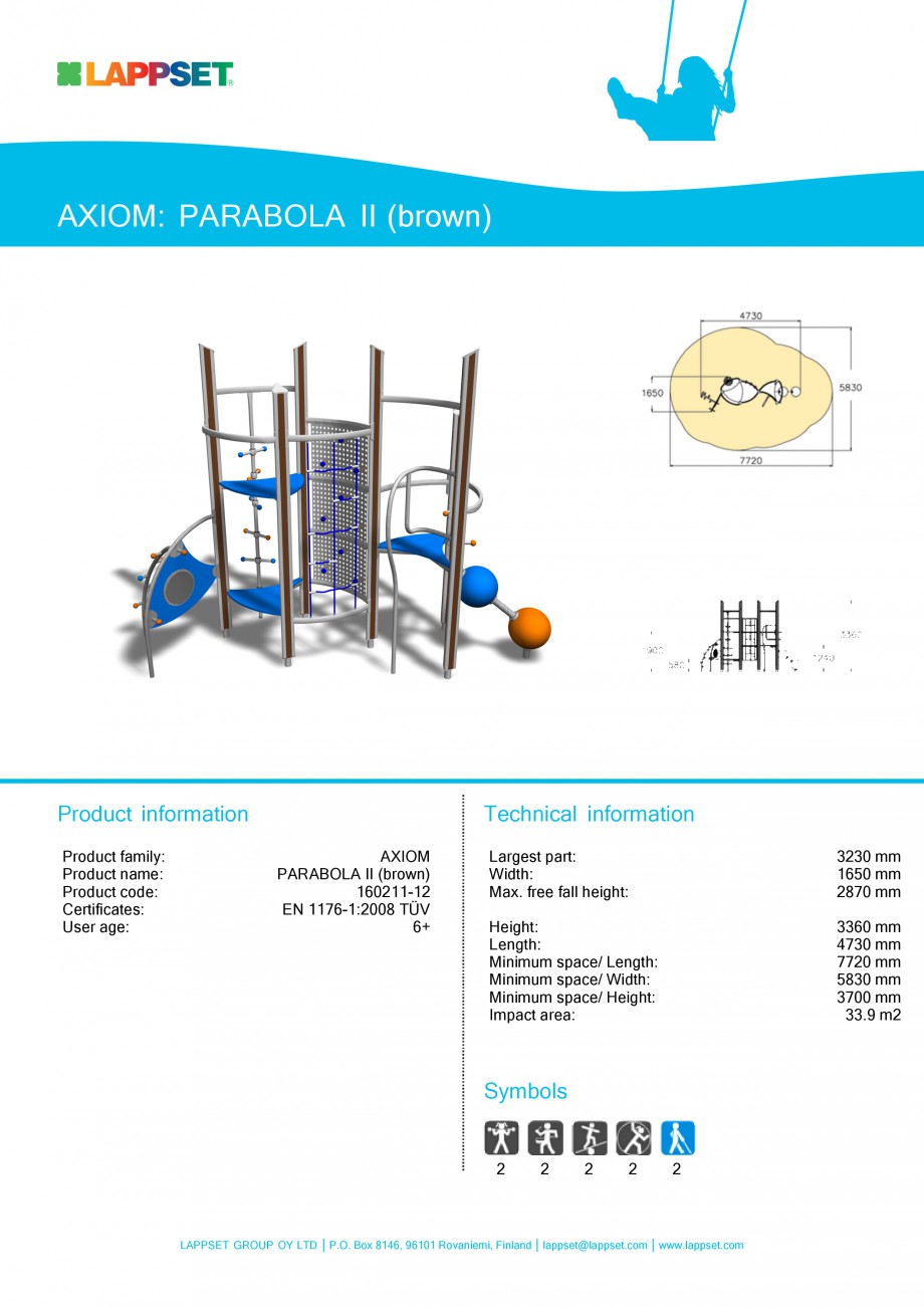 Pagina 1-Echipament de joaca pentru copii - PARABOLA II 160211 LAPPSET Fisa tehnica Engleza AXIOM: PARABOLA...