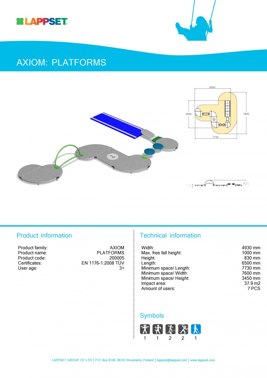 Pagina 1-Echipament de joaca pentru copii - PLATFORMS 200005 LAPPSET Fisa tehnica Engleza AXIOM: PLATFORMS
...
