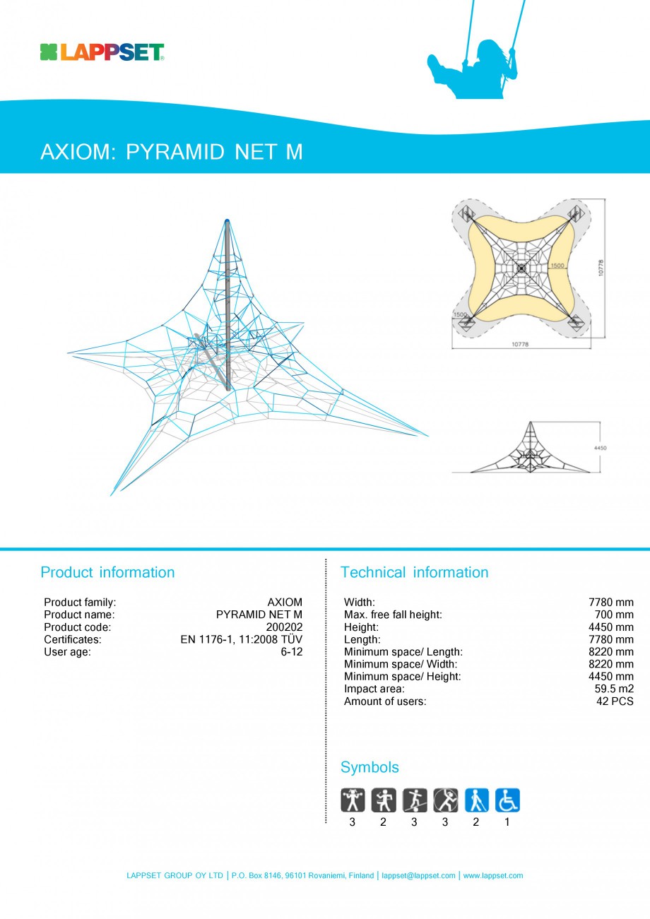 Pagina 1-Echipament de joaca pentru copii - PYRAMID NET M 200202 LAPPSET Fisa tehnica Engleza AXIOM: PYRAMID ...