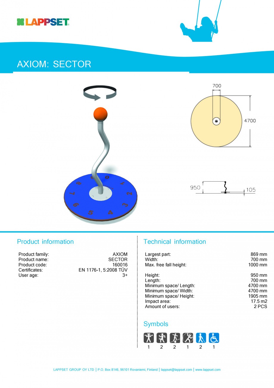 Pagina 1-Echipament de joaca pentru copii - SECTOR 160016 LAPPSET Fisa tehnica Engleza AXIOM: SECTOR

Product...