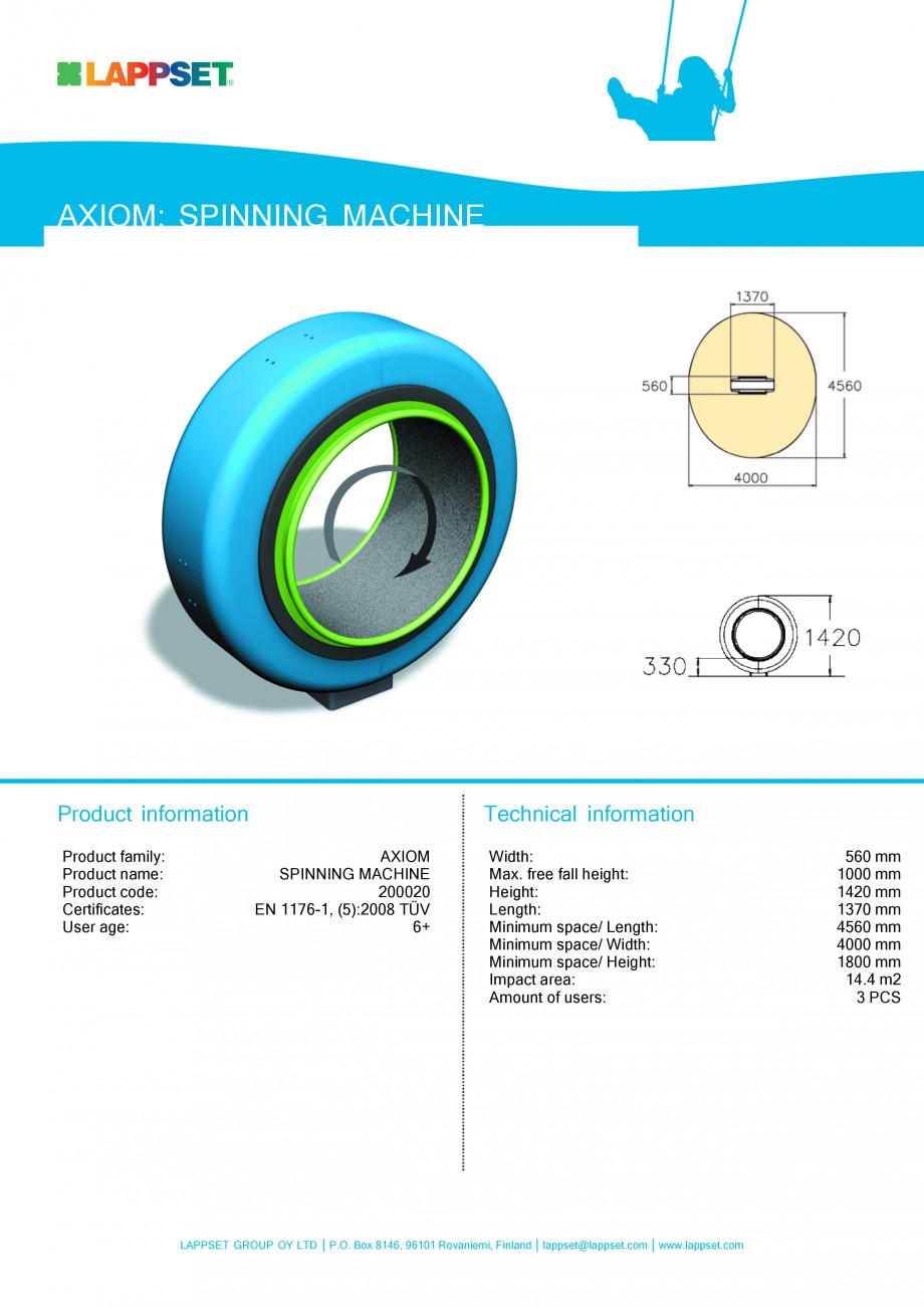 Pagina 1-Echipament de joaca pentru copii - SPINNING MACHINE 200020 LAPPSET Fisa tehnica Engleza AXIOM:...
