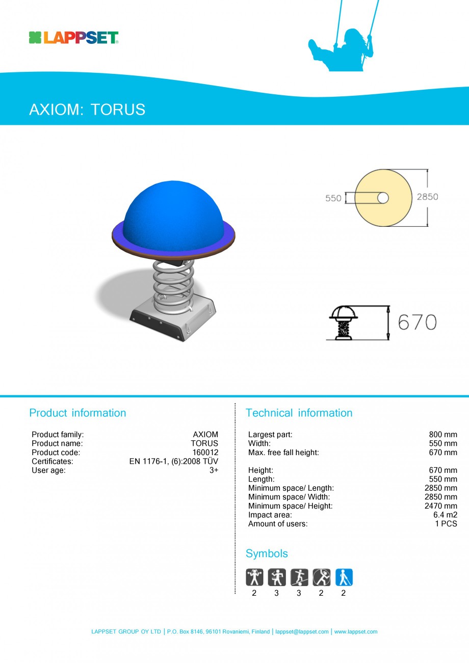 Pagina 1-Echipament de joaca pentru copii - TORUS 160012 LAPPSET Fisa tehnica Engleza AXIOM: TORUS

Product...