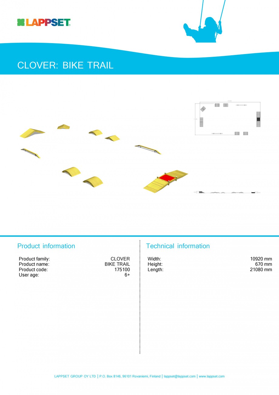 Pagina 1-Echipament de joaca pentru copii - BIKE TRAIL 175100 LAPPSET CLOVER Fisa tehnica Engleza CLOVER:...