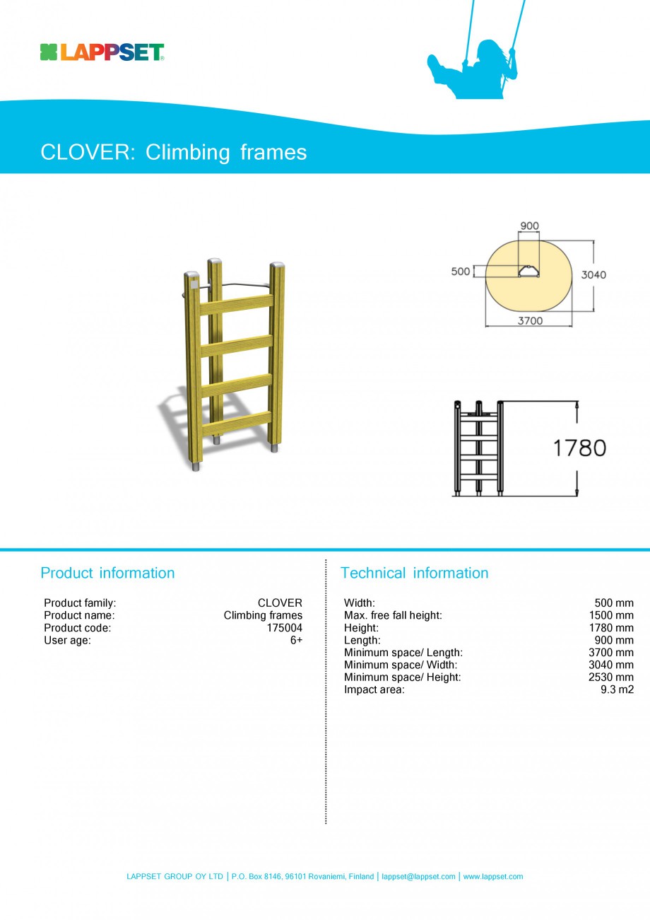 Pagina 1-Echipament de joaca pentru copii - CLIMBING FRAMES 175004 LAPPSET CLOVER Fisa tehnica Engleza...