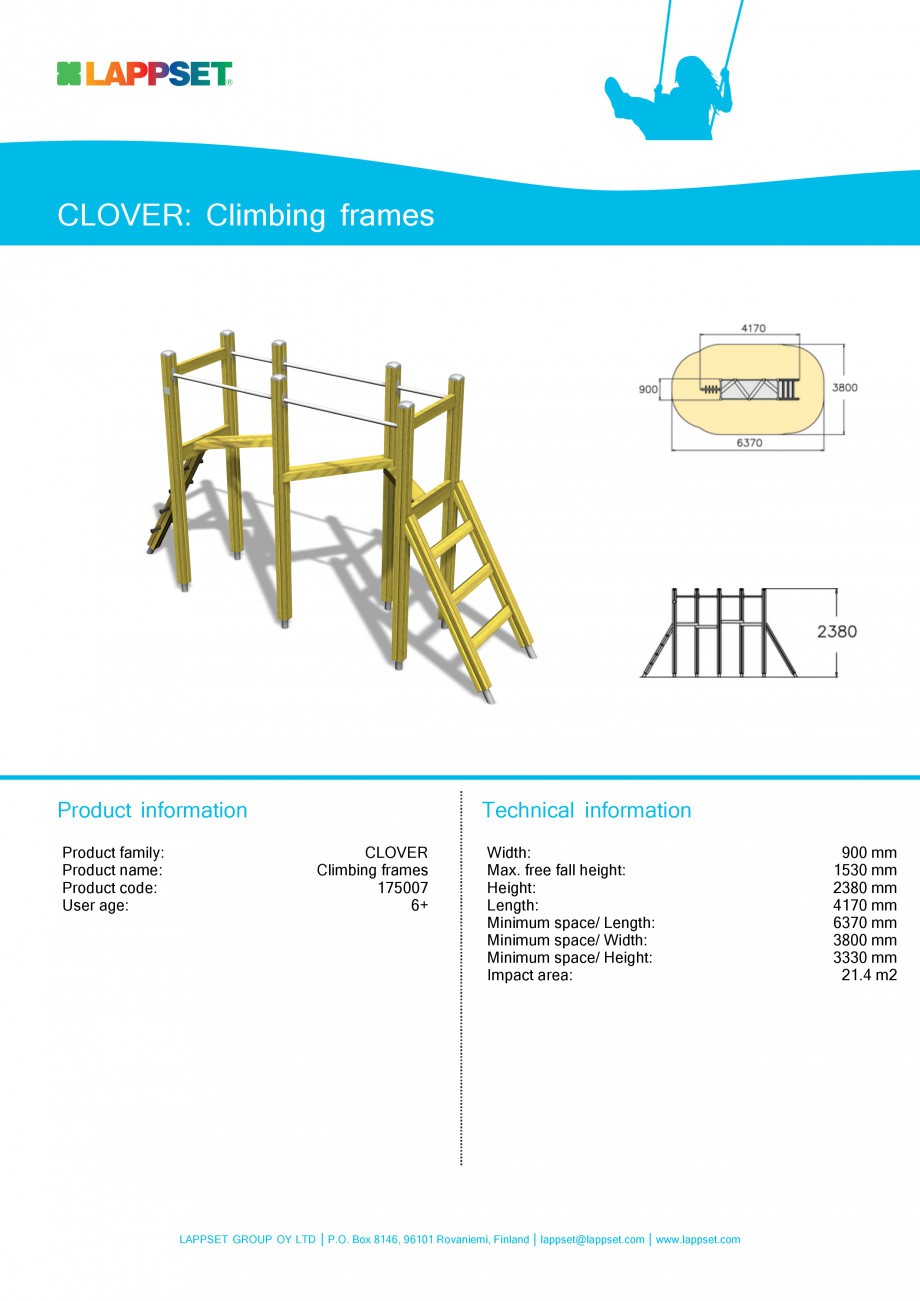 Pagina 1-Echipament de joaca pentru copii - CLIMBING FRAMES 175007 LAPPSET CLOVER Fisa tehnica Engleza...