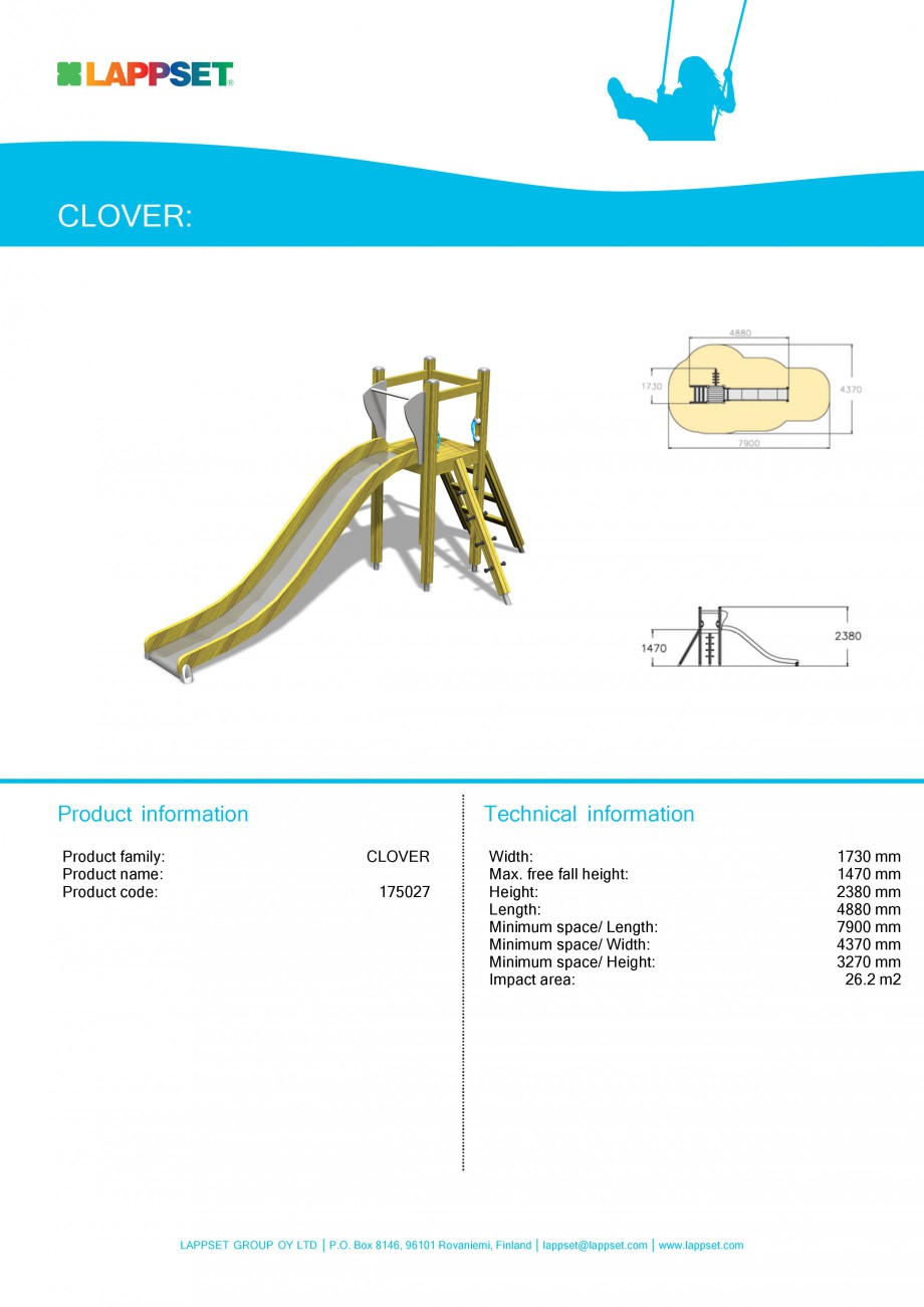 Pagina 1-Echipament de joaca pentru copii - SLIDE 175027 LAPPSET CLOVER Fisa tehnica Engleza CLOVER:

Product...