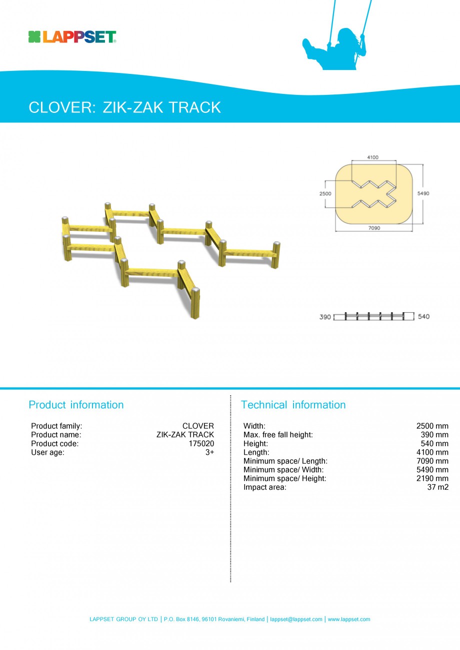 Pagina 1 - Echipament de joaca pentru copii - ZIK-ZAK TRACK 175020 LAPPSET CLOVER Fisa tehnica...
