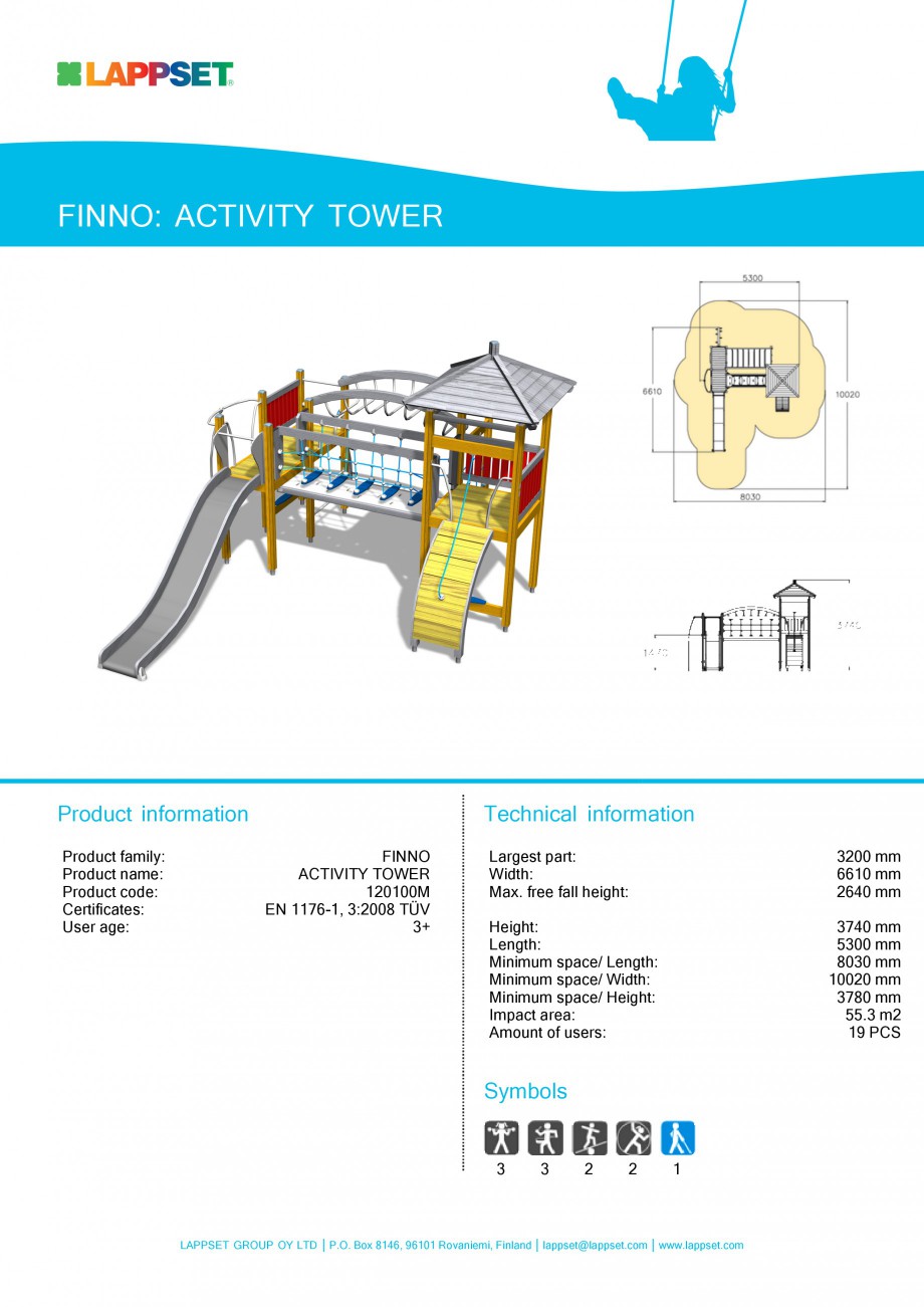 Pagina 1-Echipament de joaca pentru copii - ACTIVITY TOWER 120100M LAPPSET NEW FINNO Fisa tehnica Engleza...