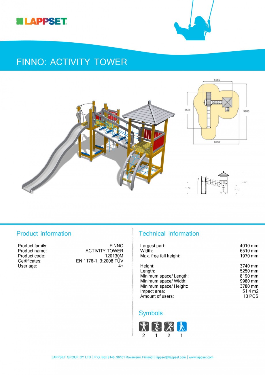Pagina 1-Echipament de joaca pentru copii - ACTIVITY TOWER 120130M LAPPSET NEW FINNO Fisa tehnica Engleza...