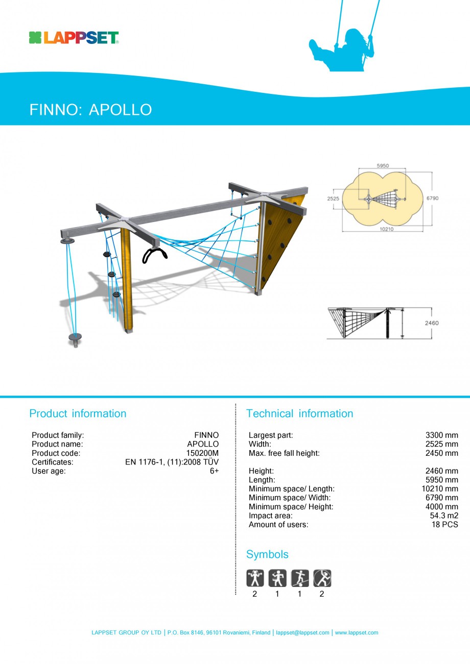 Pagina 1-Echipament de joaca pentru copii - APOLLO 150200M LAPPSET NEW FINNO Fisa tehnica Engleza FINNO:...