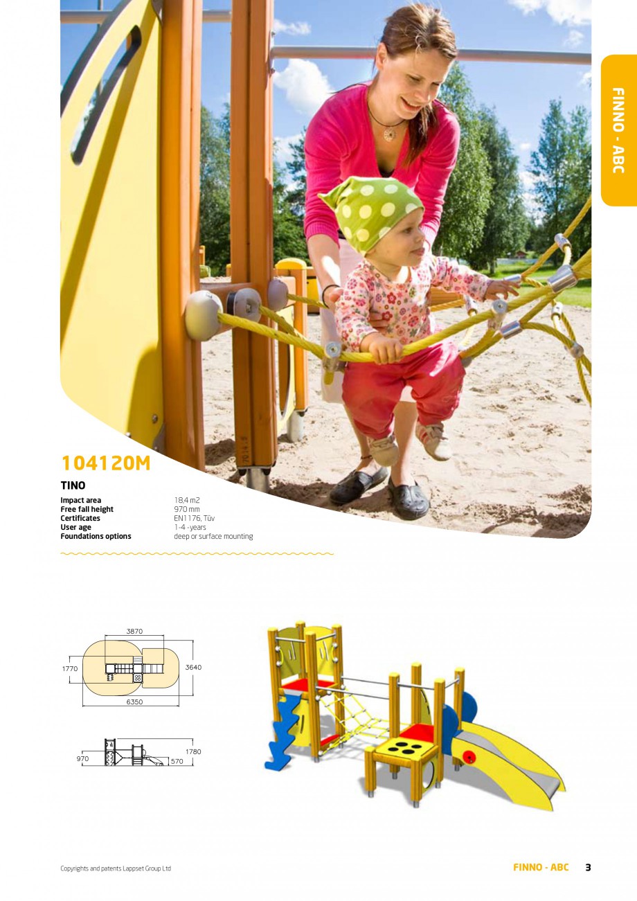 Pagina 3-Echipamente de joaca din lemn pentru copii foarte mici LAPPSET FINNO ABC Catalog, brosura Engleza...