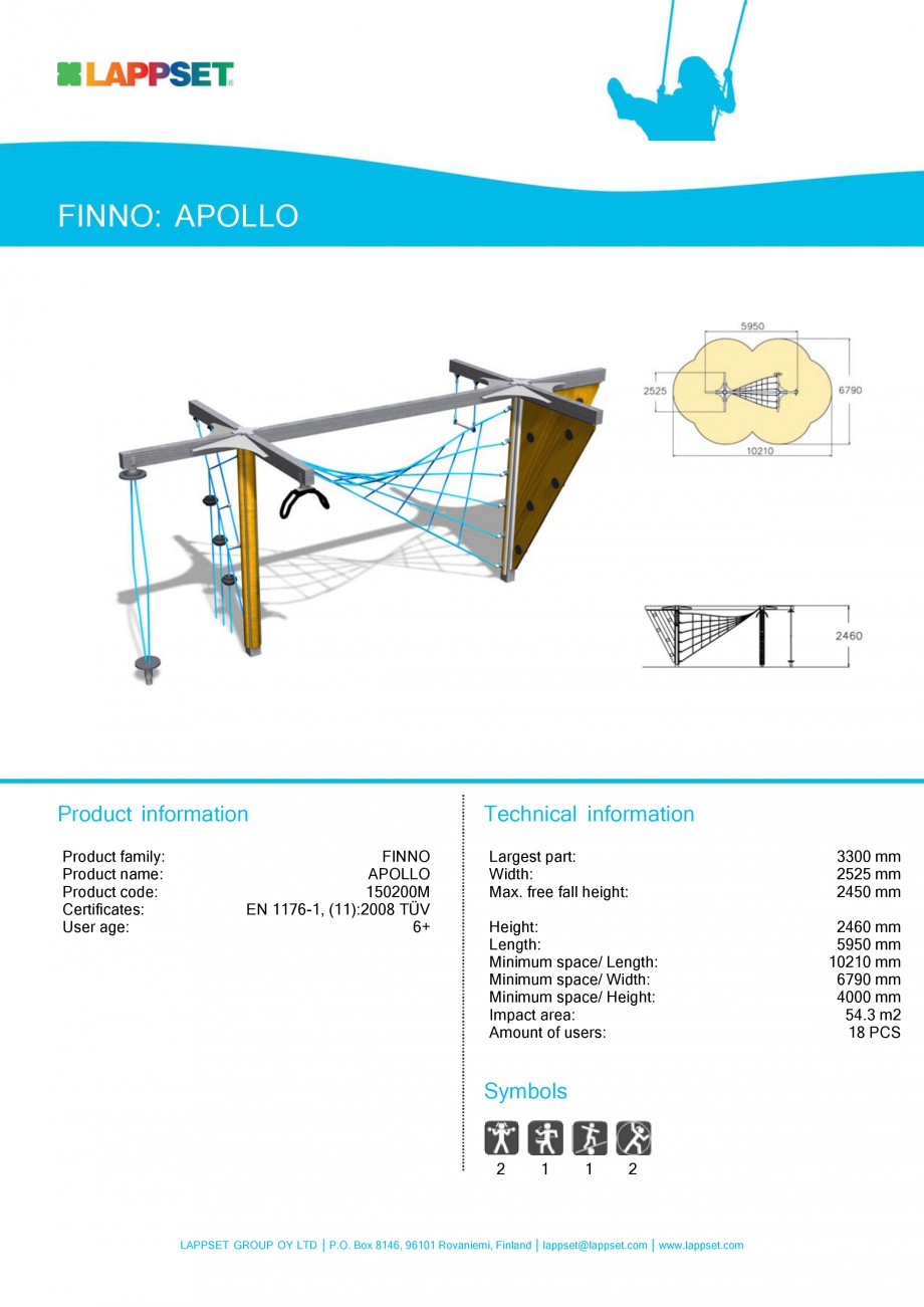 Pagina 8-Echipamente de joaca din lemn pentru copii LAPPSET NEW FINNO Fisa tehnica Engleza  mm
4780 mm
2105...