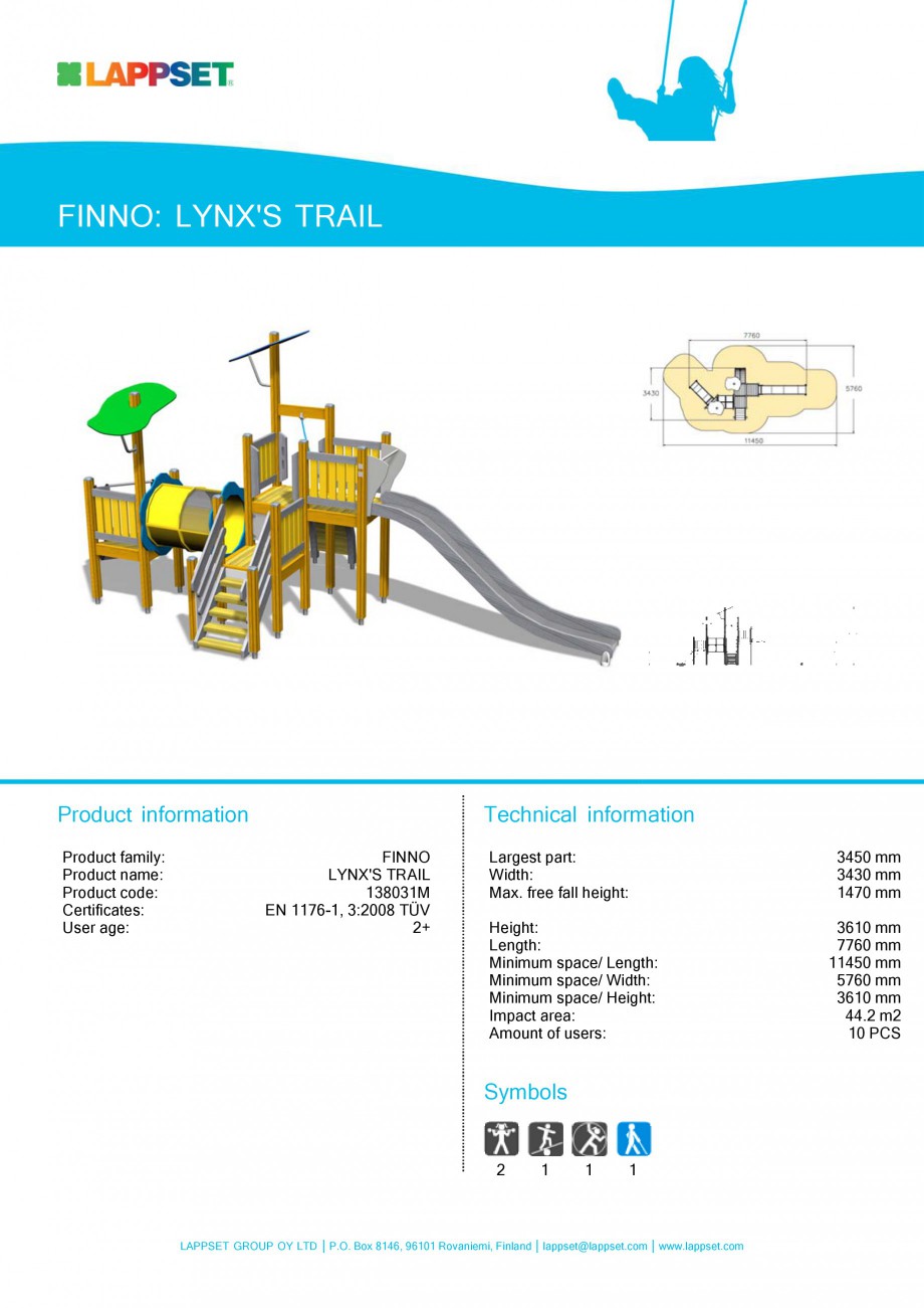 Pagina 36-Echipamente de joaca din lemn pentru copii LAPPSET NEW FINNO Fisa tehnica Engleza information
...