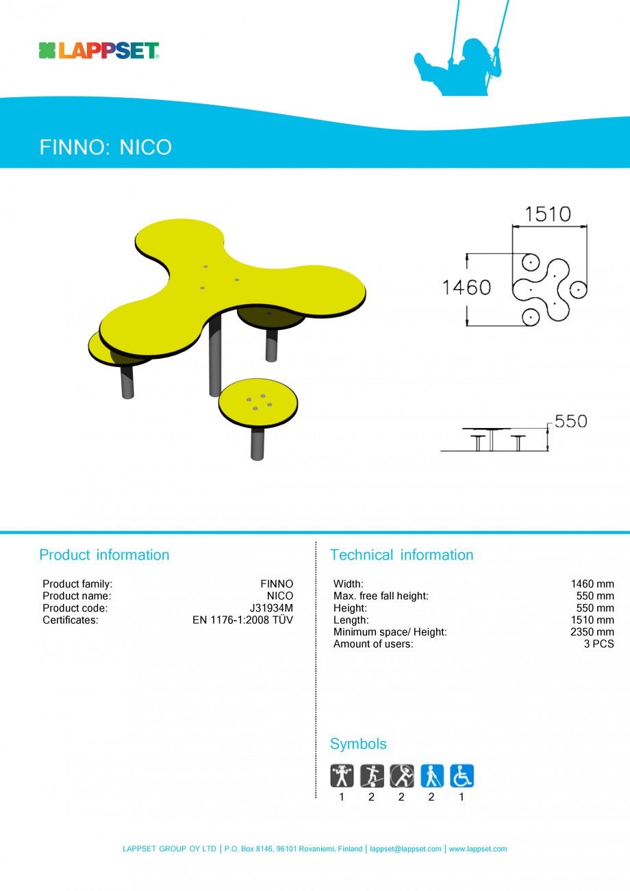 Pagina 6-Echipamente de joaca din lemn pentru copii foarte mici LAPPSET FINNO ABC Fisa tehnica Engleza 40 mm
...