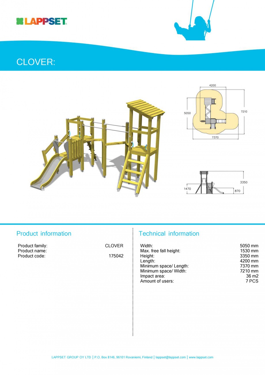 Pagina 4-Echipamente de joaca pentru copii LAPPSET CLOVER Fisa tehnica Engleza nt of users:

370 mm
2400 mm...