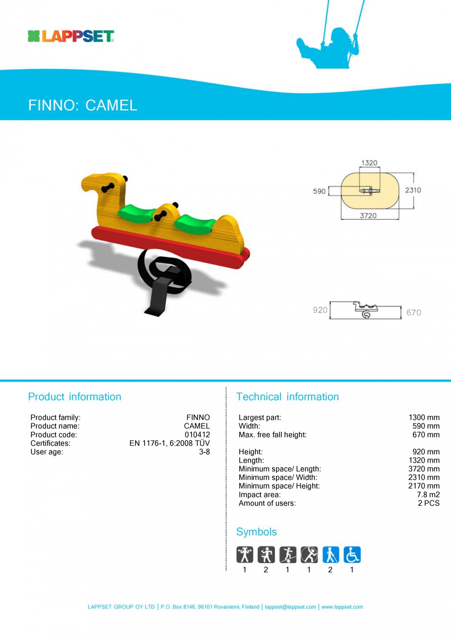 Pagina 10-Echipamente de joaca pentru copii LAPPSET CLOVER Fisa tehnica Engleza 
EN 1176-1, 2:2008 TÜV
6+
...
