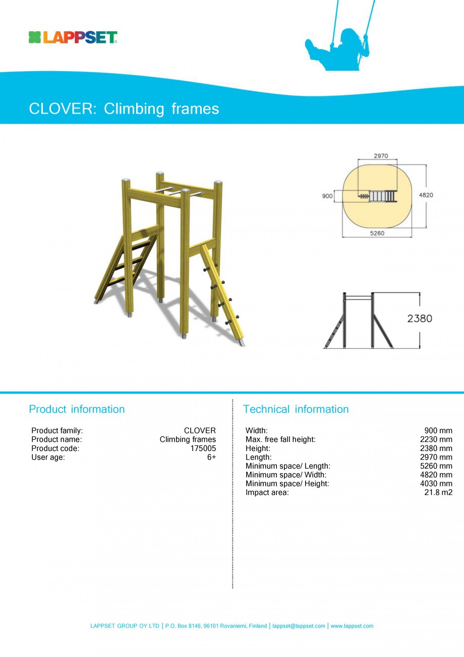 Pagina 15-Echipamente de joaca pentru copii LAPPSET CLOVER Fisa tehnica Engleza n

Product information
Product...