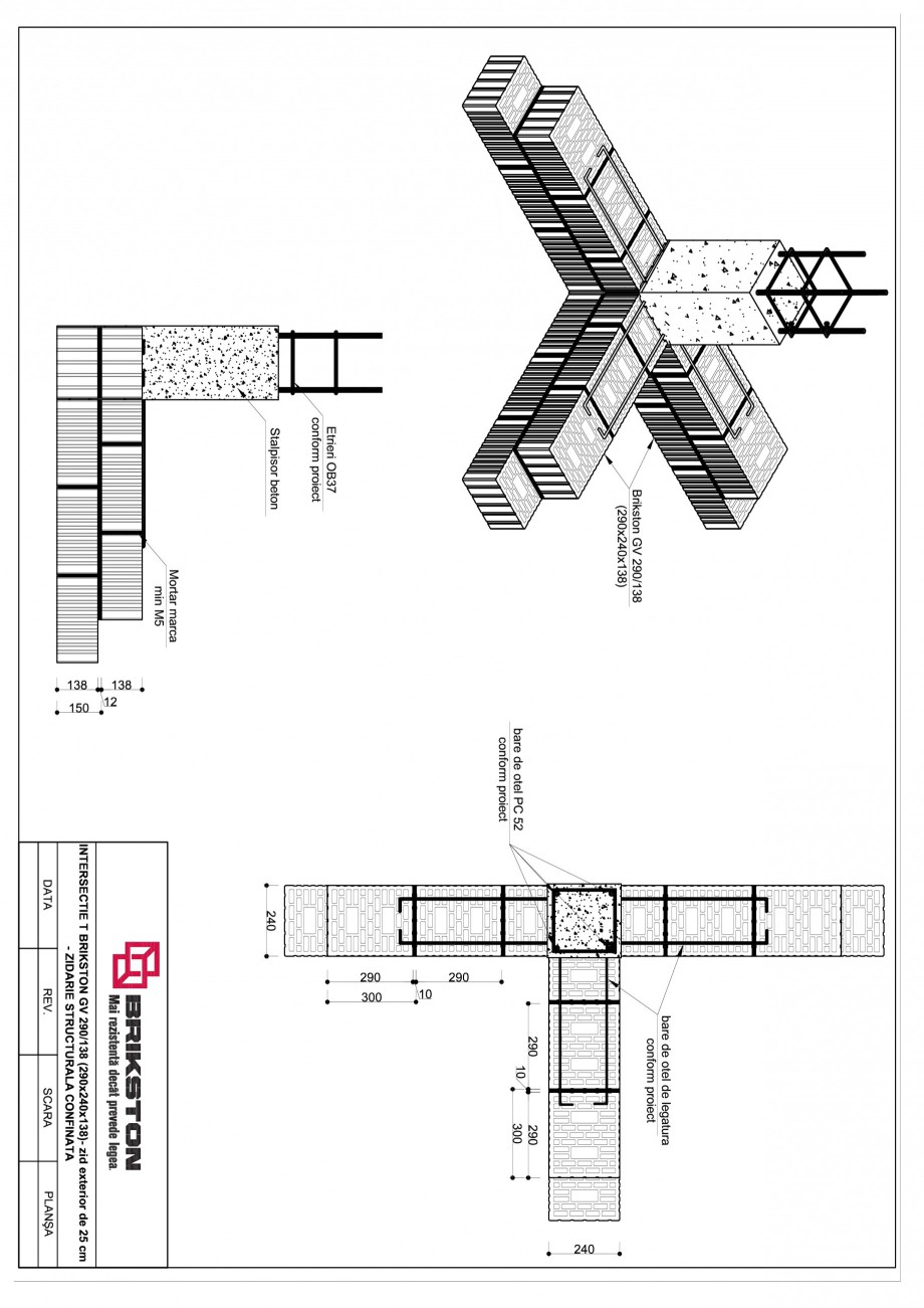 Pagina 1-CAD-PDF Intersectie T - zid exterior de 25 cm cu zid interior de 25 cm BRIKSTON Detaliu de montaj GV...