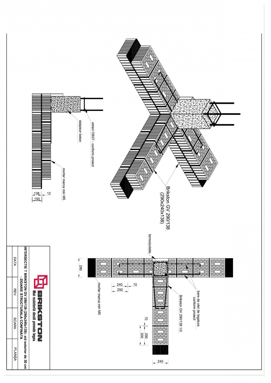 Pagina 1 - CAD-PDF Intersectie T - zid exterior de 30 cm BRIKSTON Detaliu de montaj GV 290/138 