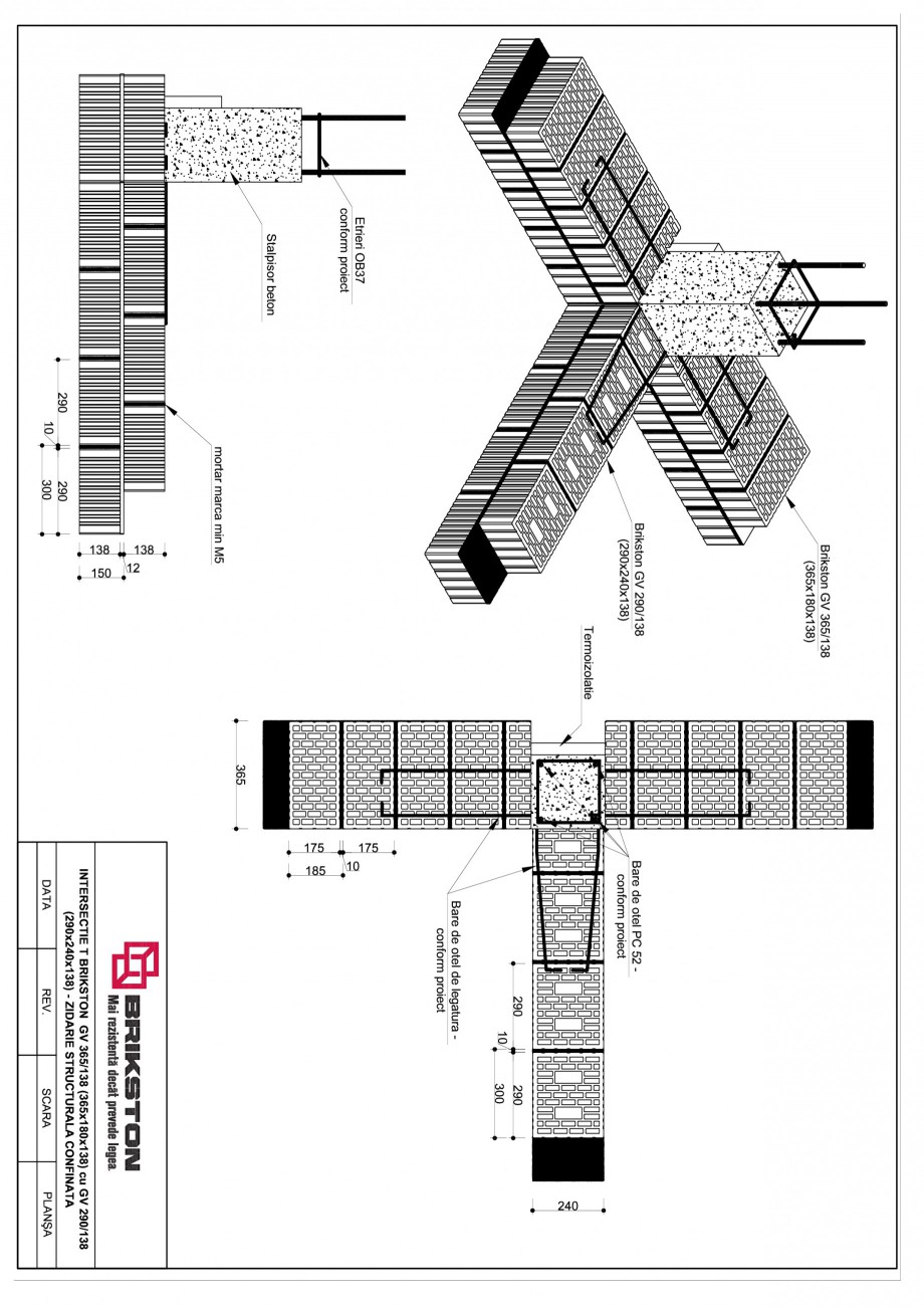 Pagina 1-CAD-PDF Intersectie T BRIKSTON Detaliu de montaj GV 365/138, GV 290/138 