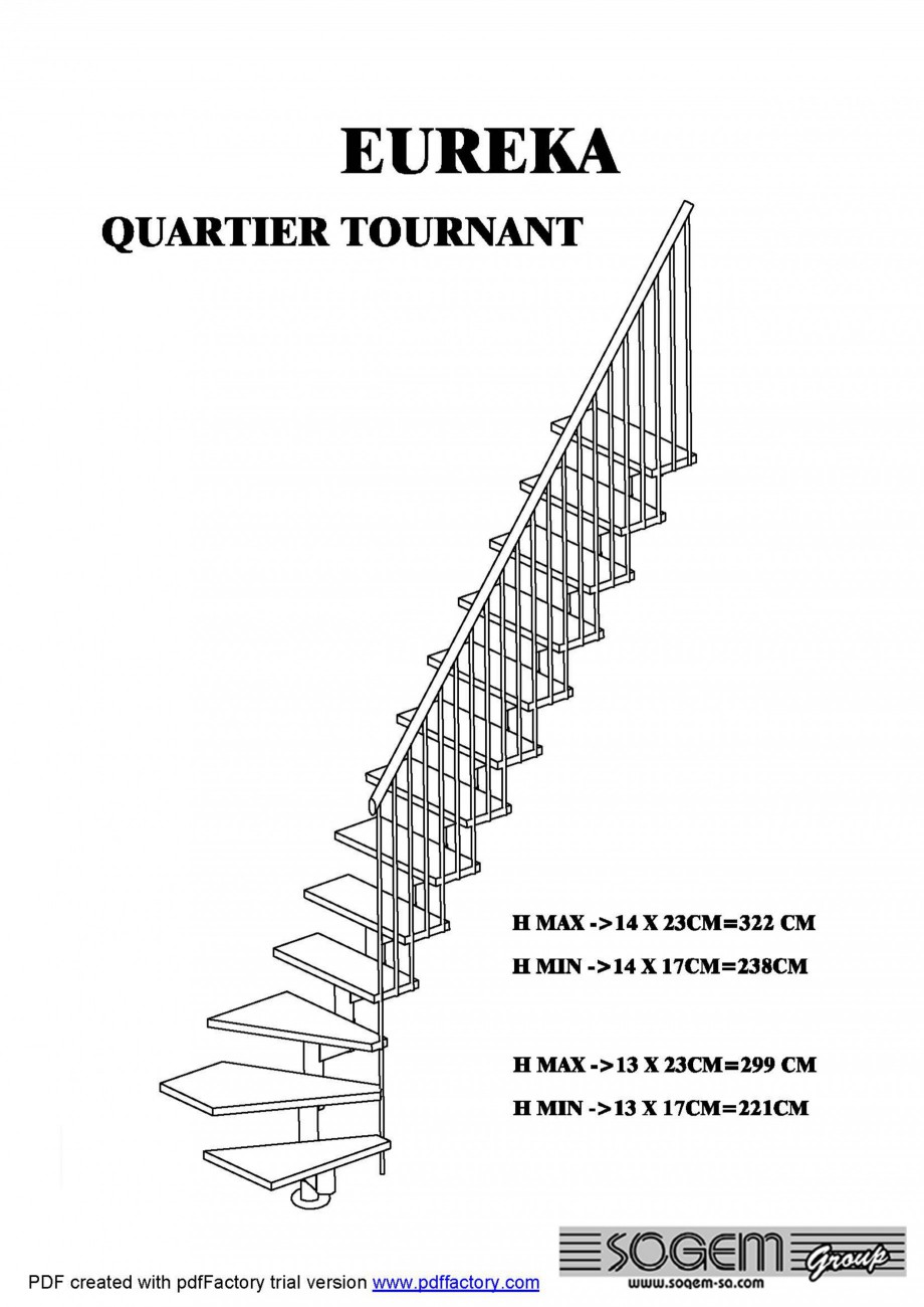 Pagina 1-Dimensiuni scara pe structura din metal - cu turnant SOGEM Eureka Specificații tehnice Romana 