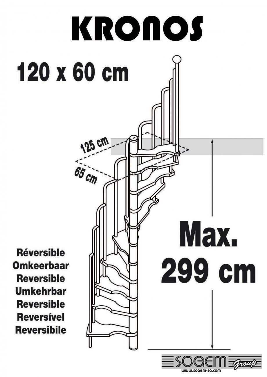 Pagina 1-Dimensiuni scara pe structura din metal - reversibila SOGEM Kronos Specificații tehnice Engleza,...