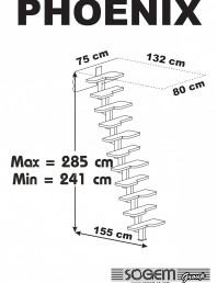 Dimensiuni scara pe structura din metal - reversibila