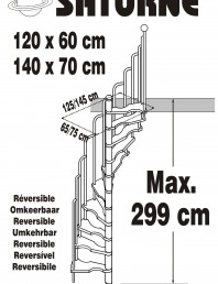Dimensiuni scara pe structura din metal - reversibila
