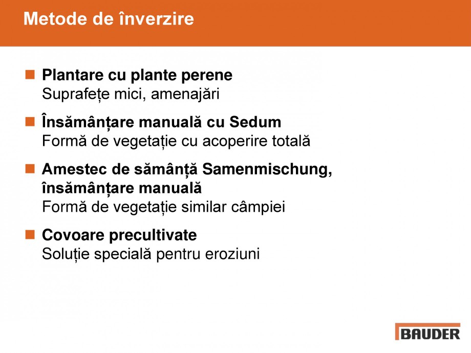 Pagina 7-Acoperisuri verzi - Metode de inverzire si intretinere BAUDER Catalog, brosura Romana n an)

...