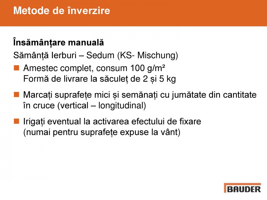 Pagina 11-Acoperisuri verzi - Metode de inverzire si intretinere BAUDER Catalog, brosura Romana 