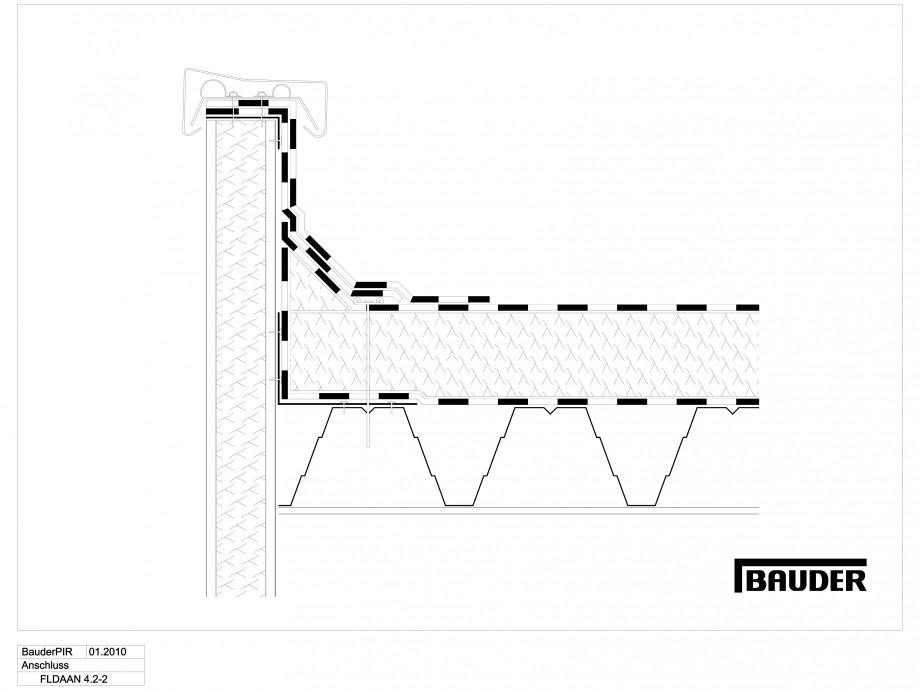 Pagina 1-CAD-DWG Termoizolatie din spuma poliuretanica - Racord la atic 2 BAUDER Detaliu de montaj 