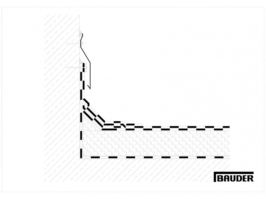 Pagina 1-CAD-DWG Termoizolatie din spuma poliuretanica - Racord la perete 2 BAUDER Detaliu de montaj 