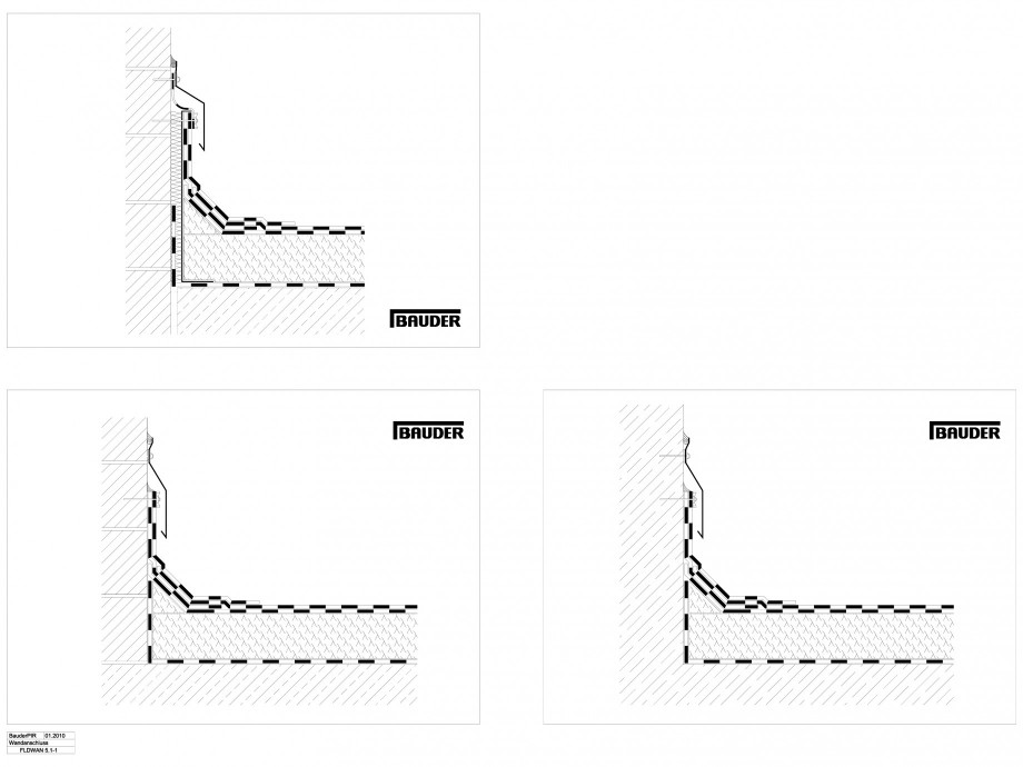 Pagina 1-CAD-DWG Termoizolatie din spuma poliuretanica - Racord la perete 1 BAUDER Detaliu de montaj 